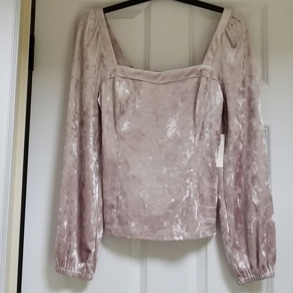 Anthropologie Jessima Square Neck Crushed Velvet Top - Picture 4 of 16